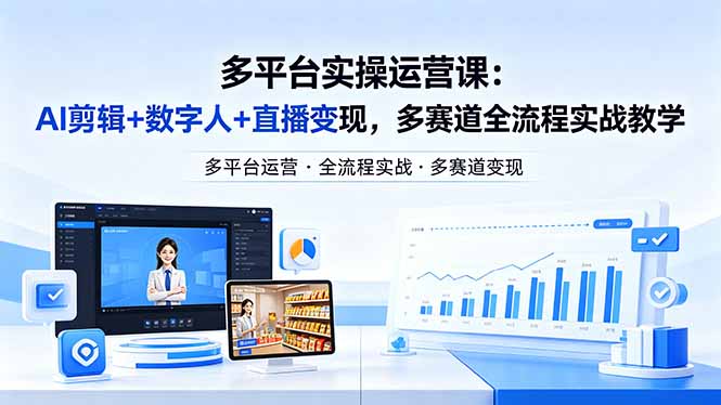 某团队多平台实操运营课-更新26年4月20:AI剪辑+数字人+直播变现,多赛道全流程实战教学-云网创
