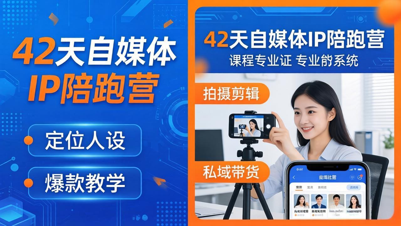 42天自媒体IP陪跑营-26年4月19更新:定位人设爆款全教学,拍摄剪辑私域带货一站式落地-云网创