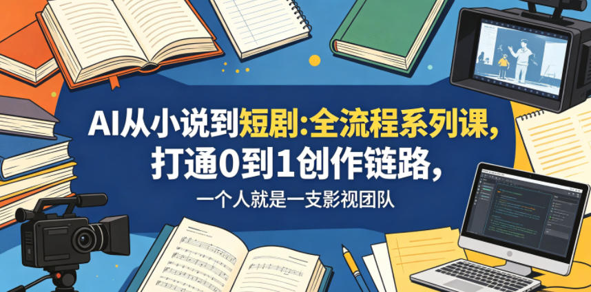 AI从小说到短剧全流程系列课，打通0到1创作链路，一个人就是一支影视团队-云网创