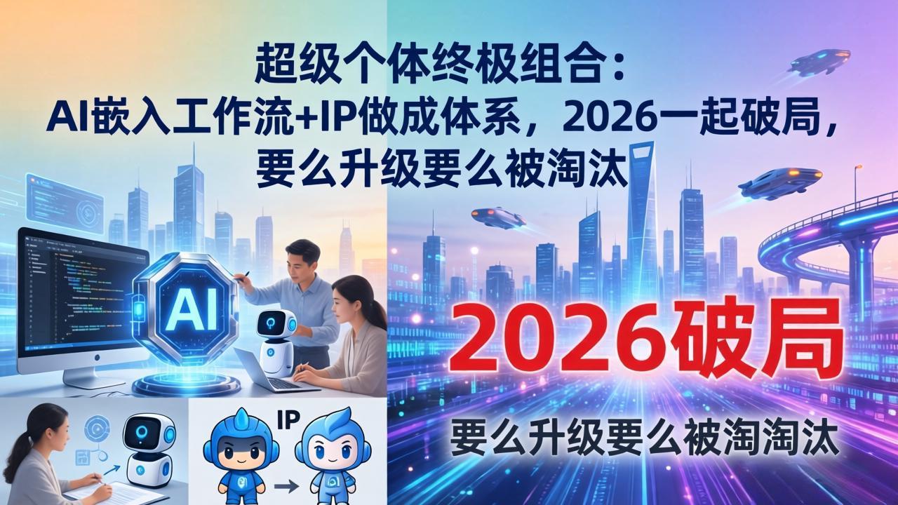 超级个体终极组合:AI嵌入工作流+IP做成体系,2026一起破局,要么升级要么被淘汰-云网创