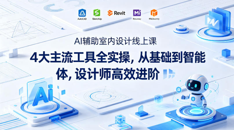 AI辅助室内设计线上课｜4大主流工具全实操，从基础到智能体，设计师高效进阶-云网创