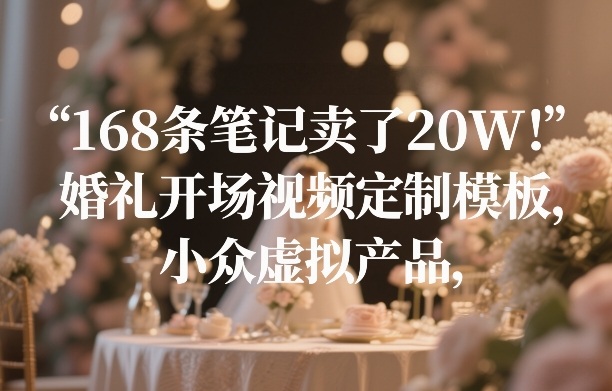 168条笔记卖了20W!婚礼开场视频定制模板,小众虚拟产品-云网创