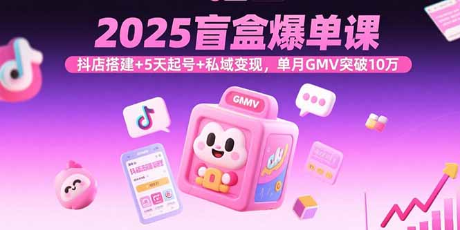 2025盲盒爆单课，抖店搭建+5天起号+私域变现，单月GMV突破10万-云网创