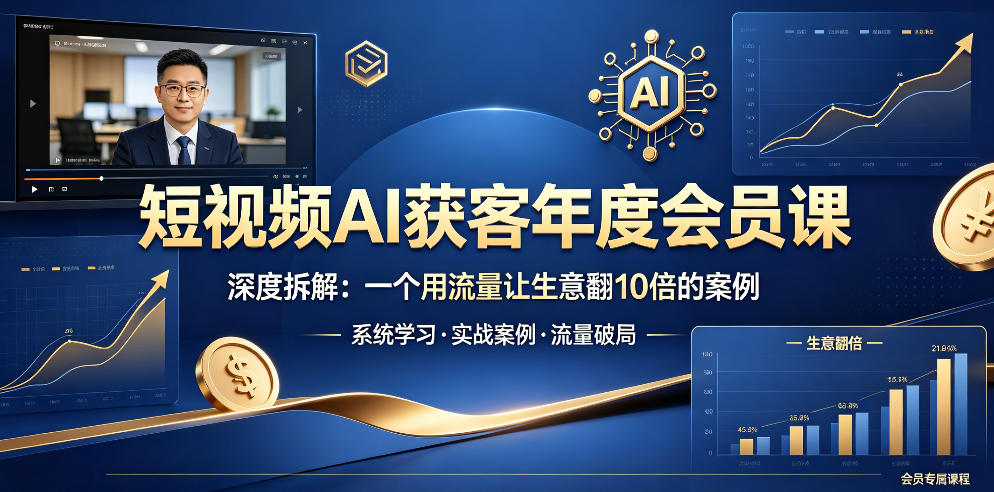 短视频AI获客年度会员课，深度拆解，一个用流量让生意翻10倍的案例-云网创