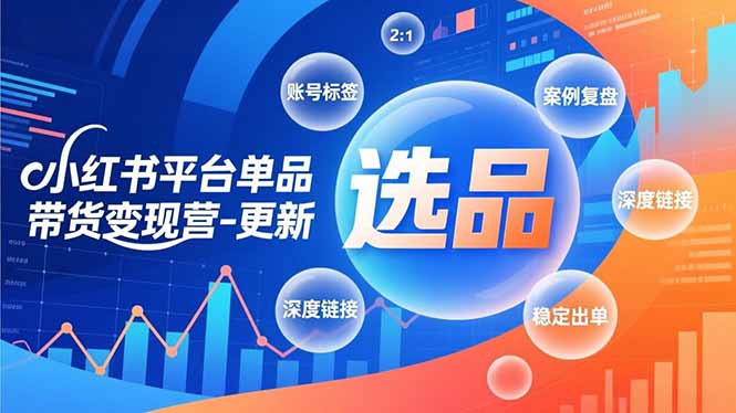 小红书平台单品带货变现营-更新,极致选品、账号标签、案例复盘,深度链接,快速启动稳定出单-云网创