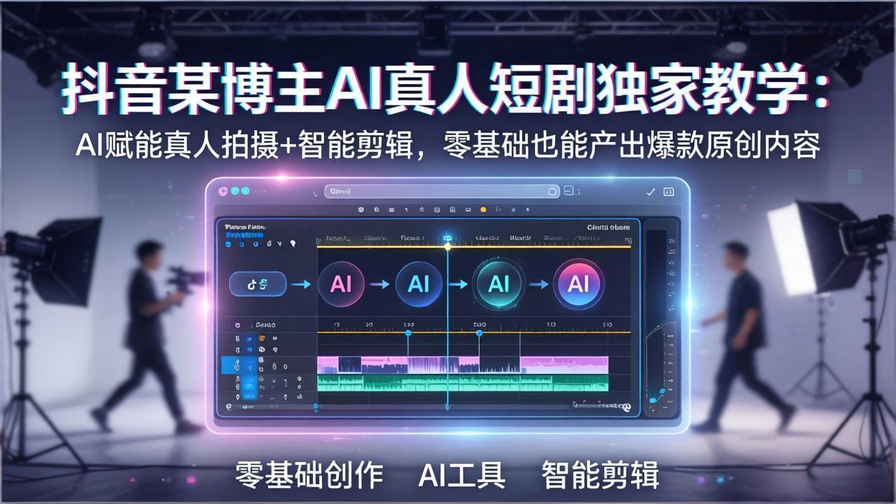 抖音某博主AI真人短剧独家教学：AI赋能真人拍摄+智能剪辑，零基础也能产出爆款原创内-云网创