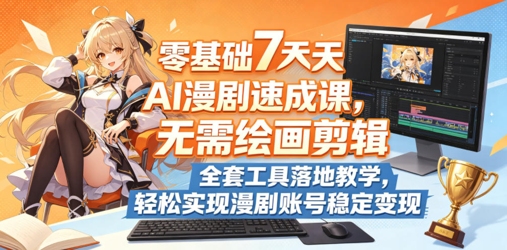 零基础7天AI漫剧速成课,无需绘画剪辑,全套工具落地教学,轻松实现漫剧账号稳定变现-云网创