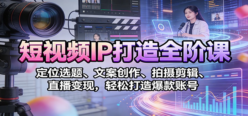 短视频IP打造全阶课：定位选题、文案创作、拍摄剪辑、直播变现，轻松打造爆款账号-云网创