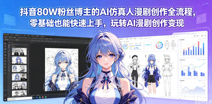 抖音80W粉丝博主的AI仿真人漫剧创作全流程,零基础也能快速上手,玩转AI漫剧创作变现-云网创