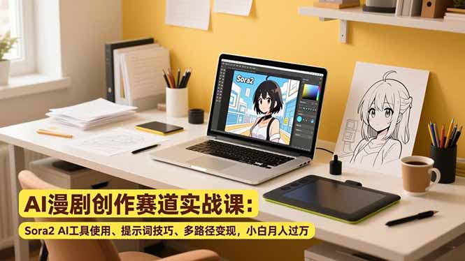 AI漫剧创作赛道实战课:Sora2 AI工具使用、提示词技巧、多路径变现,小白月入过万-云网创