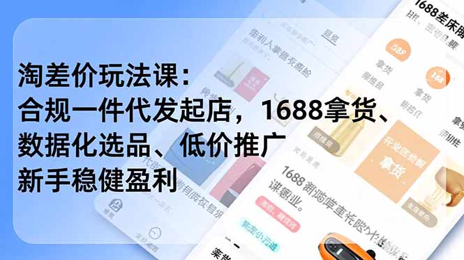 淘差价玩法课:合规一件代发起店,1688拿货、数据化选品、低价推广,新手稳健盈利(更新12月-云网创