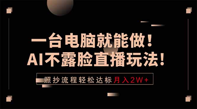 一台电脑就能做!AI不露脸直播玩法,照抄流程轻松达标月入2W+-云网创