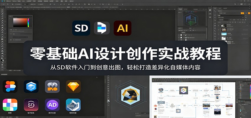 零基础AI设计创作实战教程：从SD软件入门到创意出图，轻松打造差异化自媒体内容-云网创
