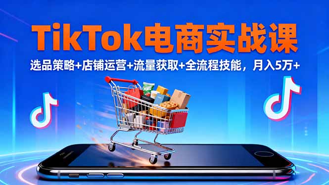 TikTok电商实战课10月，选品策略+店铺运营+流量获取+全流程技能，月入5万+-云网创