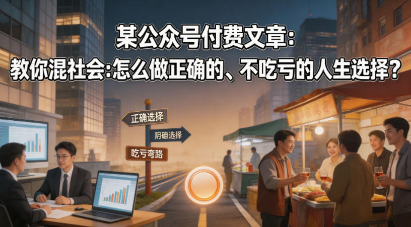 某公众号付费文章:教你混社会:怎么做正确的、不吃亏的人生选择?