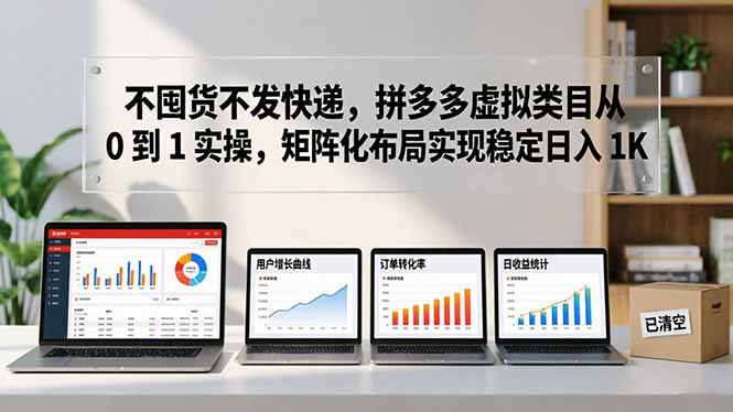 不囤货不发快递，拼多多虚拟类目从 0 到 1 实操，矩阵化布局实现稳定日入 1K-云网创