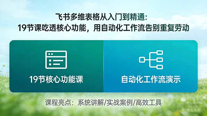 飞书多维表格从入门到精通:19节课吃透核心功能,用自动化工作流告别重复劳动-云网创