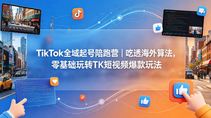 TikTok全域起号陪跑营｜吃透海外算法，零基础玩转TK短视频爆款玩法-云网创