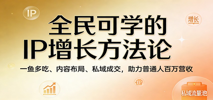 全民可学的IP增长方法论：一鱼多吃、内容布局、私域成交，助力普通人百万营收-云网创