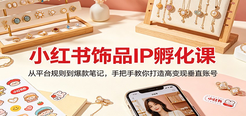小红书饰品IP孵化课：从平台规则到爆款笔记，手把手教你打造高变现垂直账号-云网创