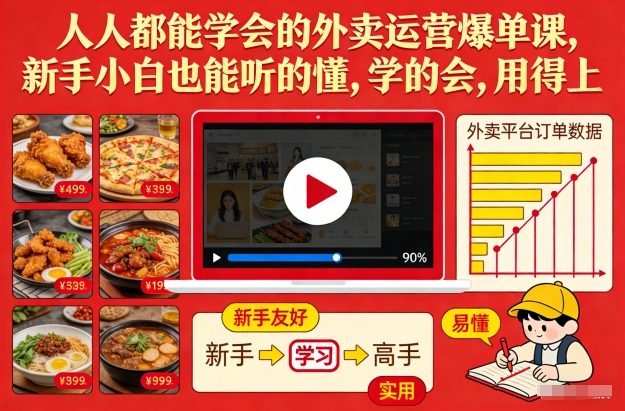 人人都能学会的外卖运营爆单课,新手小白也能听的懂,学的会,用得上-云网创