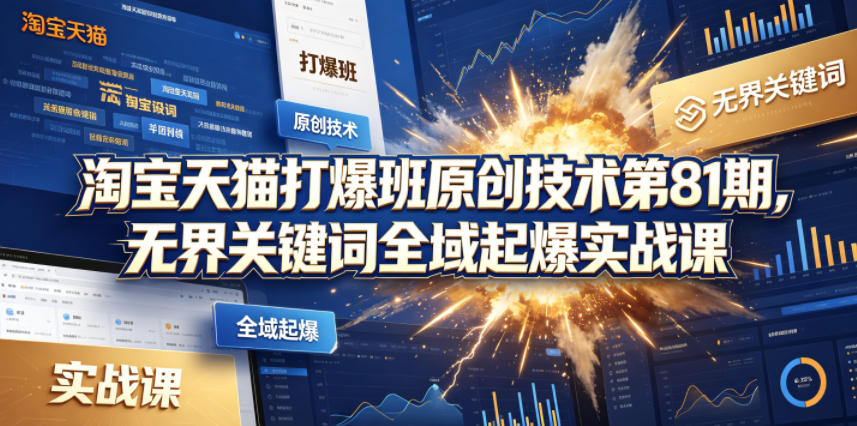 淘宝天猫打爆班原创技术第81期，无界关键词全域起爆实战课-云网创