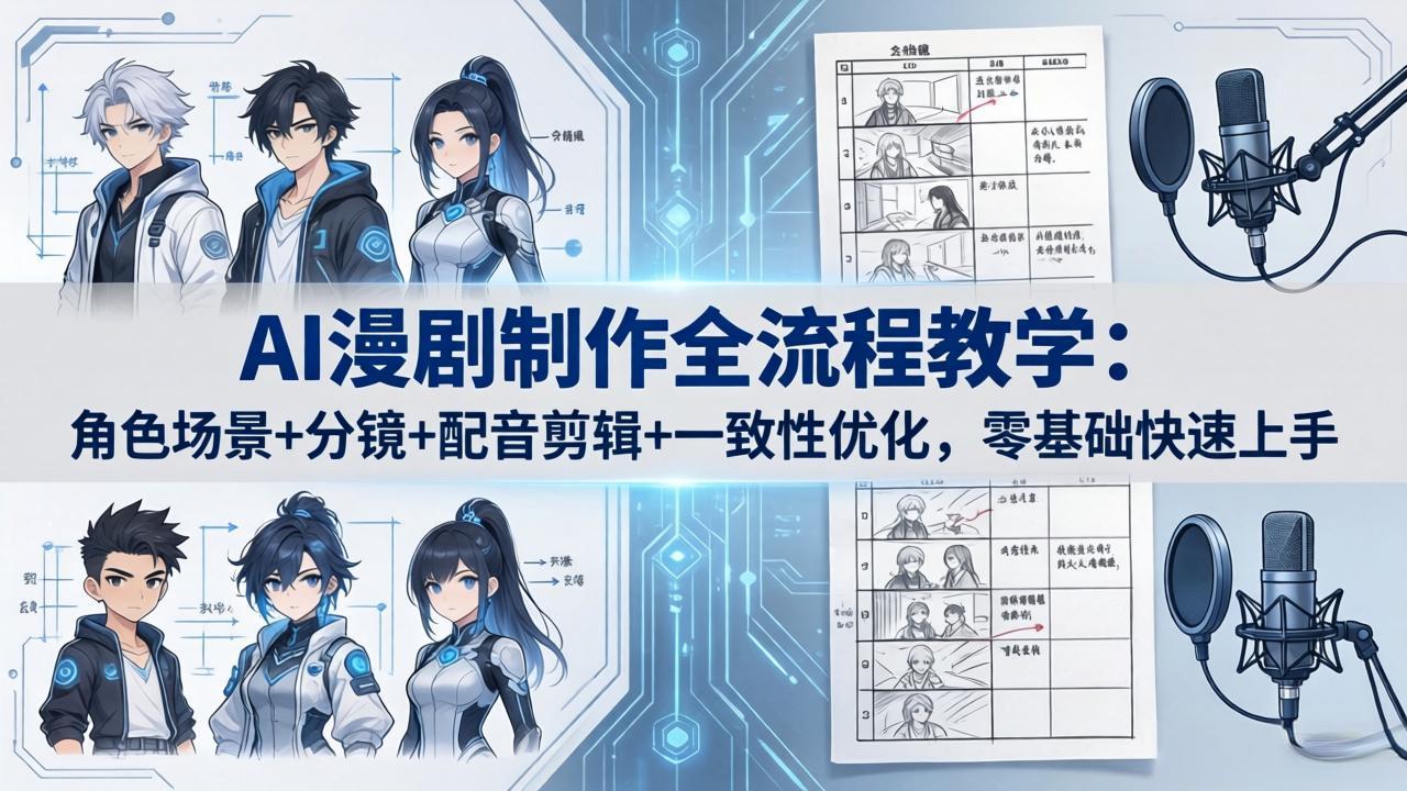 AI漫剧制作全流程教学:角色场景+分镜+配音剪辑+一致性优化,零基础快速上手-云网创
