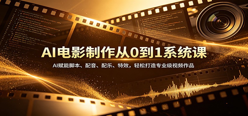 AI电影制作从0到1系统课：AI赋能脚本、配音、配乐、特效，轻松打造专业级视频作品-云网创