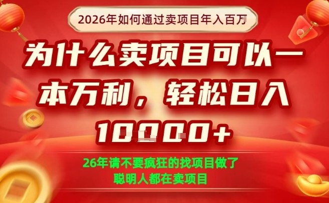 一单净利润1K+,26年想年入100个W,死磕卖项目就够了【揭秘】-云网创