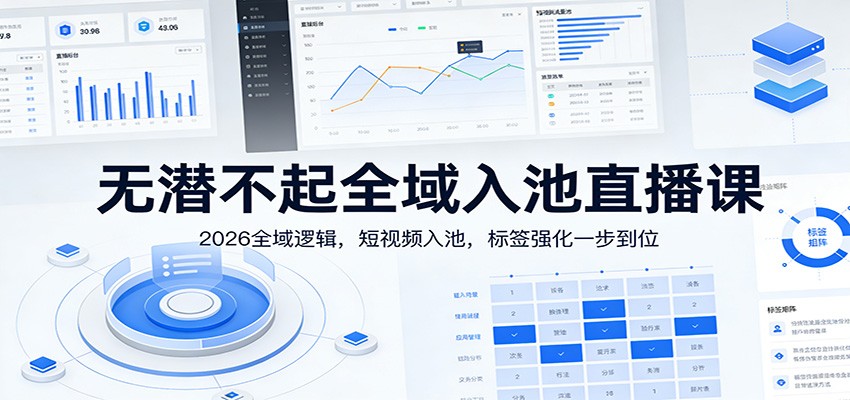 无潜不起全域入池直播课：2026全域逻辑，短视频入池，标签强化一步到位-云网创