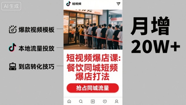 短视频爆店课，餐饮同城短视频爆店打法-云网创