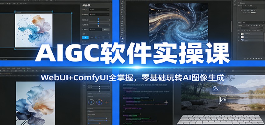 AIGC软件实操课:WebUI+ComfyUI全掌握,零基础玩转AI图像生成-云网创