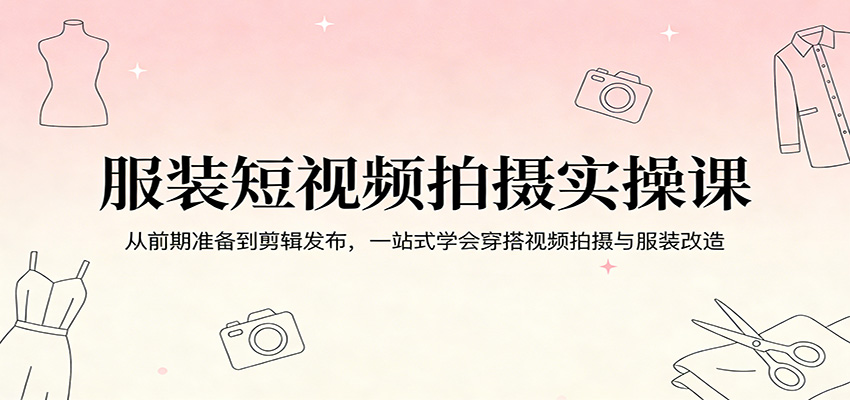 服装短视频拍摄实操课：从前期准备到剪辑发布，一站式学会穿搭视频拍摄与服装改造-云网创