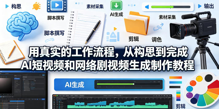 用真实的工作流程，从构思到完成AI短视频和网络剧视频生成制作教程-中英字幕-云网创
