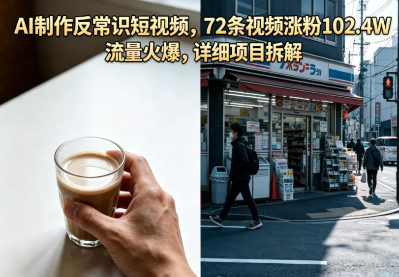 AI制作反常识短视频,72条视频涨粉102.4W,流量火爆,详细项目拆解-云网创