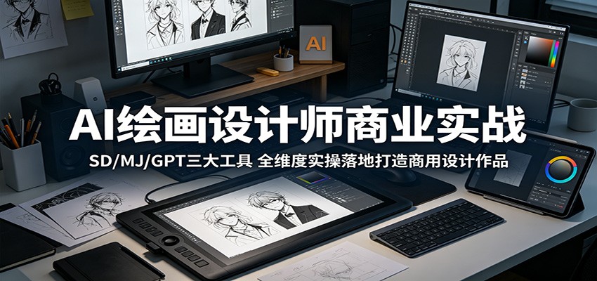 AI绘画设计师商业实战：SD/MJ/GPT三大工具，全维度实操落地打造商用设计作品-云网创