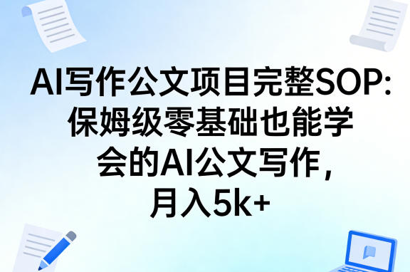 AI写作公文项目完整SOP，保姆级零基础也能学会的AI公文写作，月入5k+-云网创