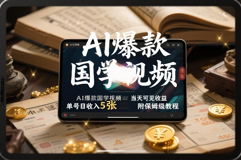 AI爆款国学视频,独家起号方法,小白直接上手,当天可见收益,单号日收入5张+附保姆级教程-云网创