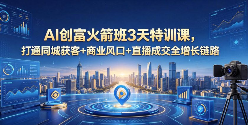 AI创富火箭班3天特训课,打通同城获客+商业风口+直播成交全增长链路,2026年4月新课-云网创