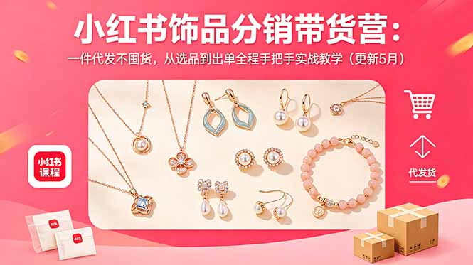 小红书饰品分销带货营:一件代发不囤货,从选品到出单全程手把手实战教学(更新5月-云网创