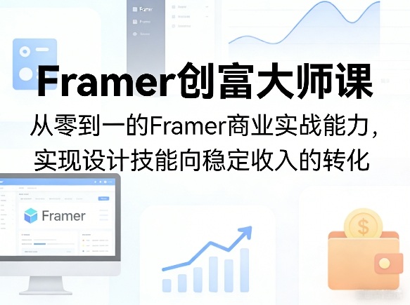 Framer创富大师课，从零到一的Framer商业实战能力，实现设计技能向稳定收入的转化-云网创