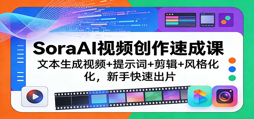 SoraAI视频创作速成课：文本生成视频+提示词+剪辑+风格化，新手快速出片-云网创