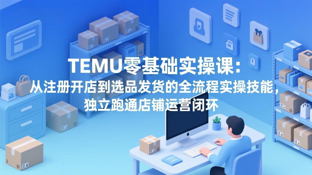 TEMU零基础实操课：从注册开店到选品发货的全流程实操技能，独立跑通店铺运营闭环-云网创