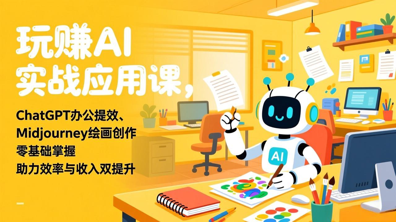 玩赚AI实战应用课,ChatGPT办公提效、Midjourney绘画创作,零基础掌握,助力效率与收入双提升-云网创