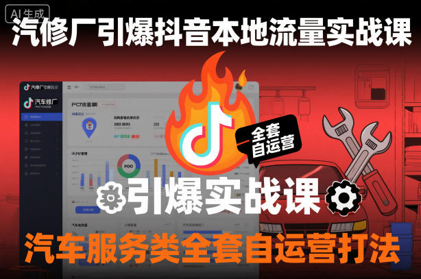 汽修厂引爆抖音本地流量实战课，汽车服务类全套自运营打法-云网创