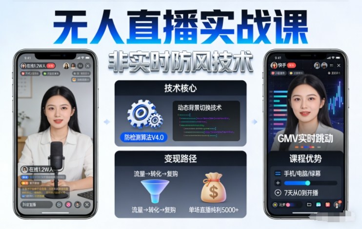 宝子哥无人直播实战课，非实时防风技术，聚焦抖音快手等平台直播带货，轻松开启直播变现之路(更新2026年5月10日)-云网创