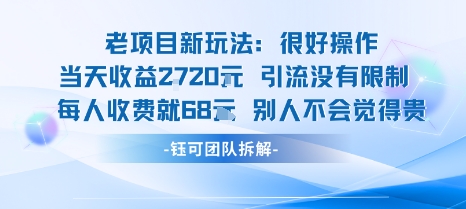 老项目新玩法当天收益1k+每个人收费68米 不违规不封号-云网创