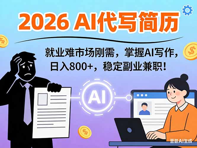 AI代写简历,超暴利,用万能模板月入1-3万实战教程,2026年市场刚需!-云网创