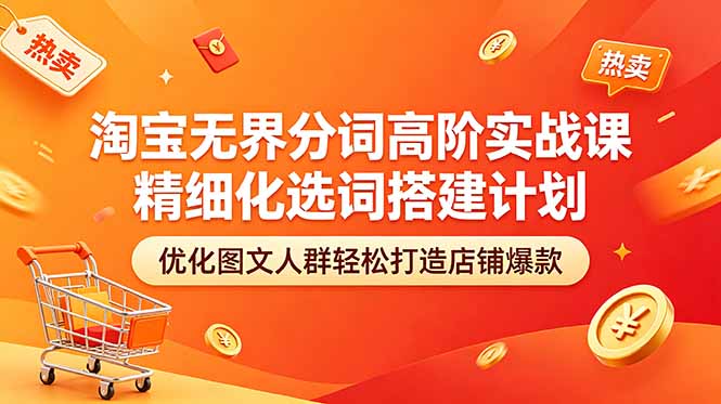 淘宝无界分词高阶实战课 精细化选词搭建计划 优化图文人群轻松打造店铺爆款-云网创