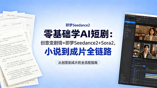 零基础学AI短剧:创意变剧情+即梦Seedance2+Sora2,小说到成片全链路-云网创